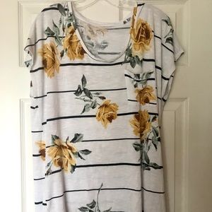 White and Yellow floral tee